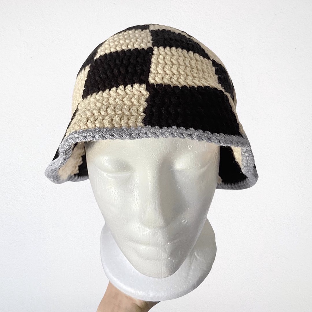Crochet Checkered Hat (READY STOCK) | Shopee Malaysia