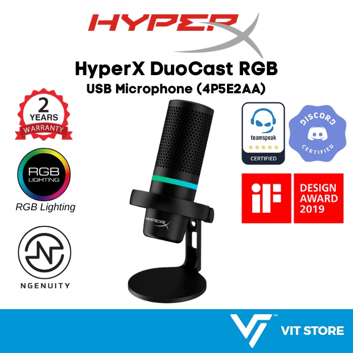 HyperX DuoCast RGB Lighting USB Gaming Microphone - for Streamers ...