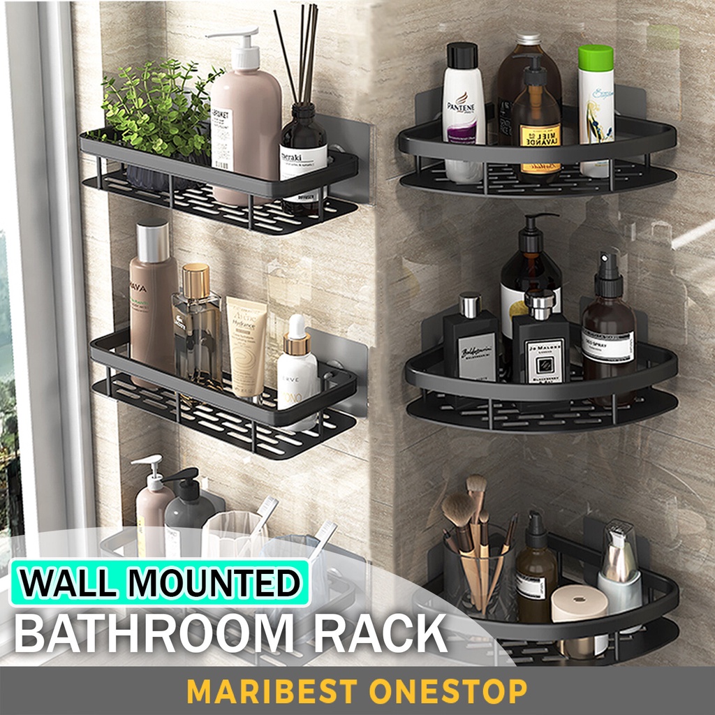 Aluminium Bathroom Rack Toilet Shelf Wall Corner Rack Rak Bilik Mandi ...