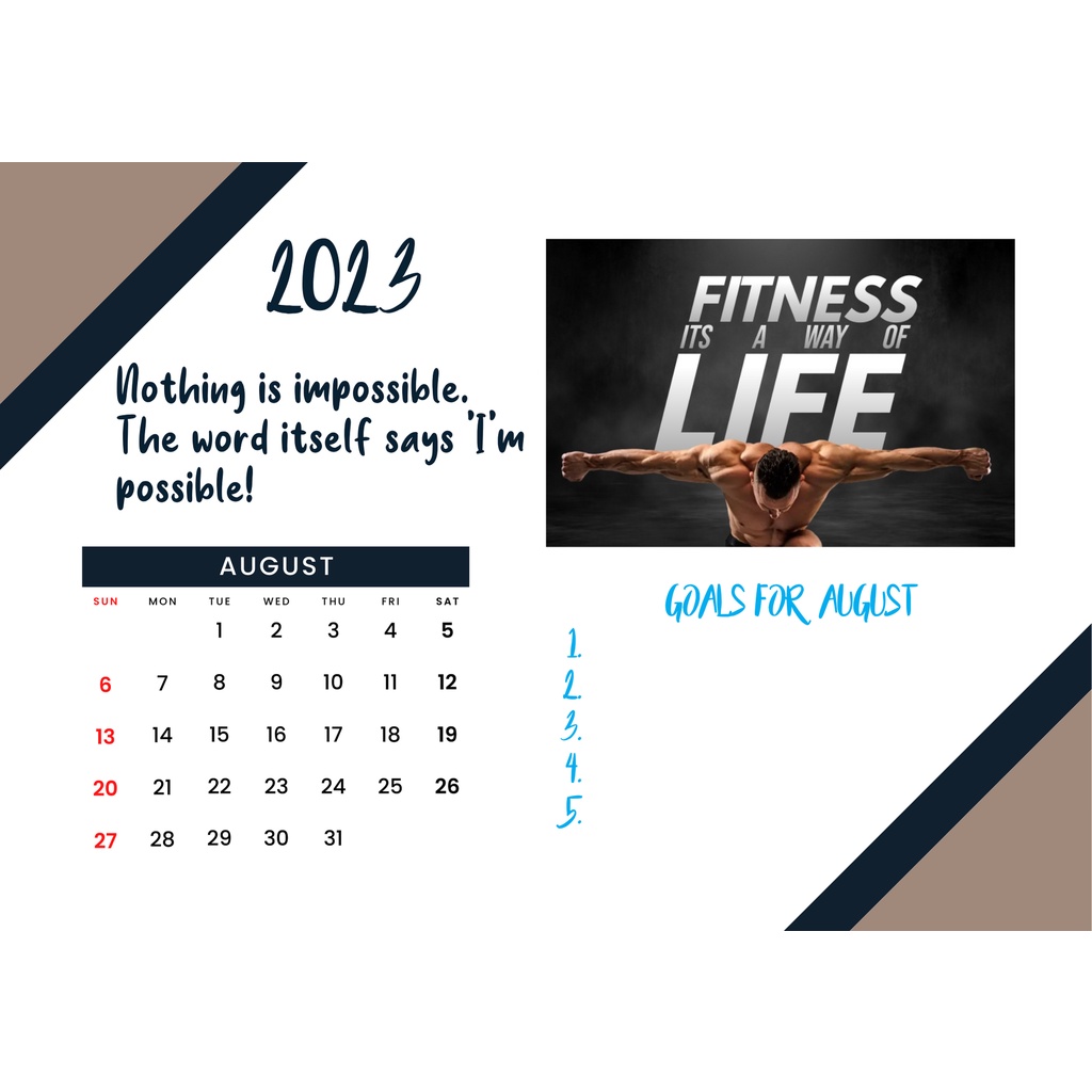 Fitness Motivational Calendar 2023 Shopee Malaysia