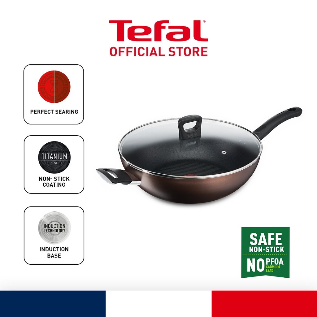 Tefal Day By Day Wokpan with lid 32cm (Nonstick Cookware, Titanium Non