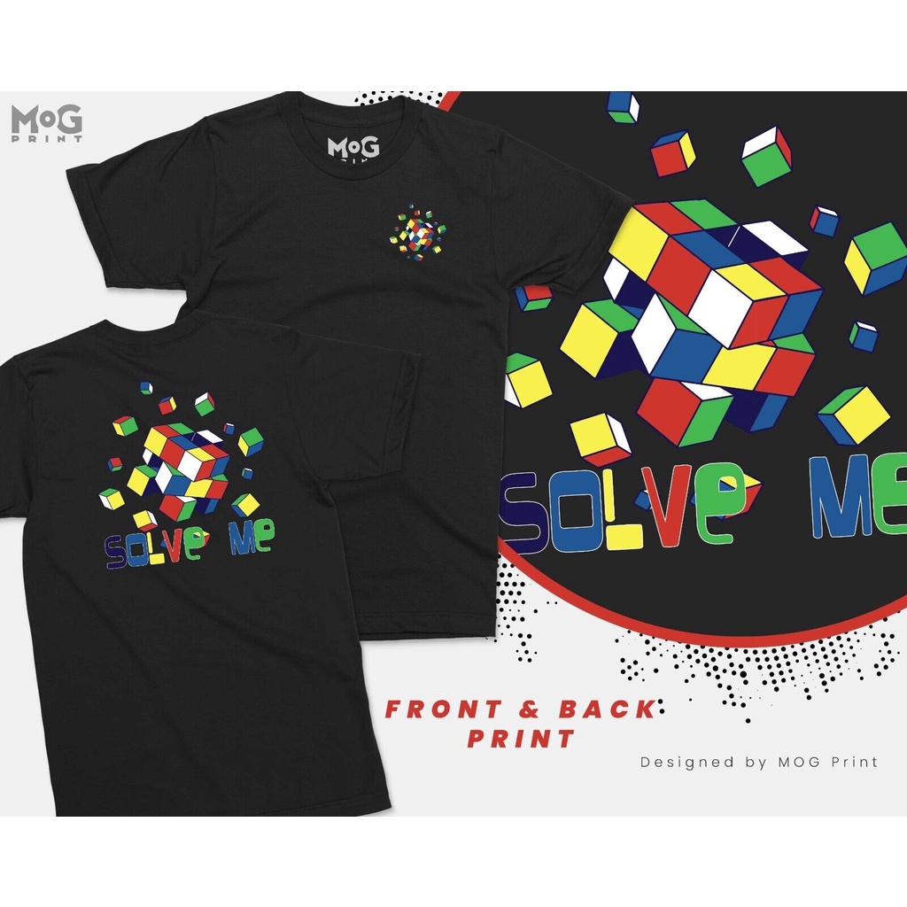 Rubik's Cube Explosion Tshirt Front & Back Print Funny Puzzle Logic