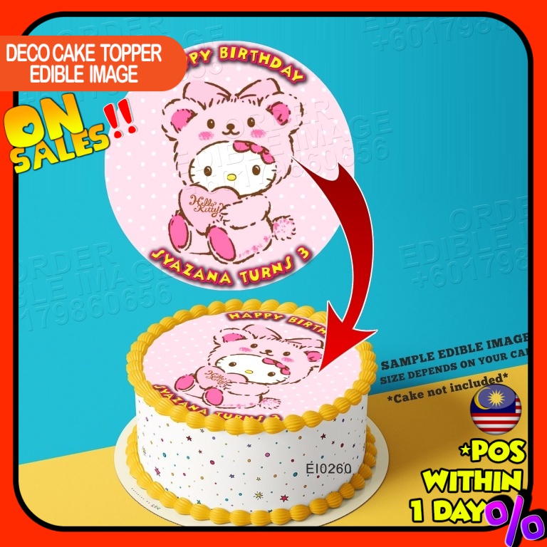 Printing EI Kawaii Hello Kitty Edible Image Print Cake Photo Icing ...