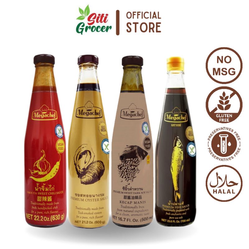 MEGACHEF Oyster Dark Soy Fish Chili Sauce No MSG Authentic Flavour