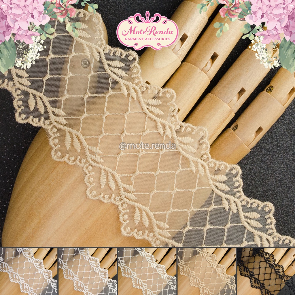 Glass organdy lace, width 6.5cm (price per 50cm) code 5OMA6501 | Shopee ...