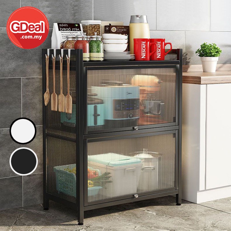 GDeal 60CM 3 Layer Kitchen Household Storage With Doors Cover