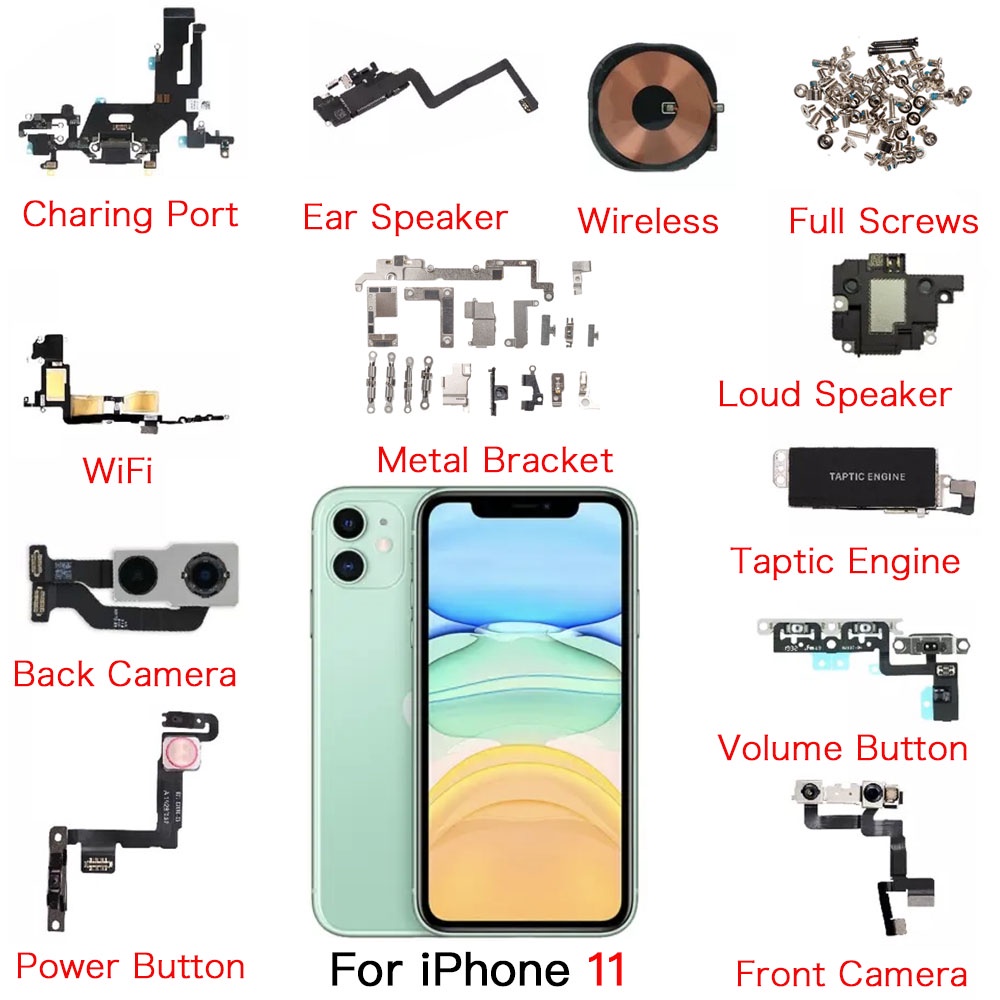 Inner Part For iPhone 11 Front Rear Camera Power Volume Button Charging