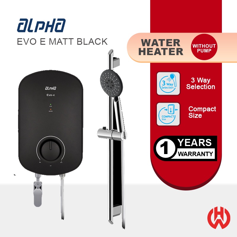 ALPHA EVO E ELECTRIC INSTANT SHOWER MATT BLACK NON PUMP WATER HEATER ...