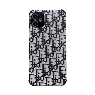 Dior Fabric Leather Phone Case Compatible For iPhone 14 Pro Max 13 12 11 14 Pro X XS XR 7 8 Plus SE2 Skin Pattern Soft TPU Back Cover