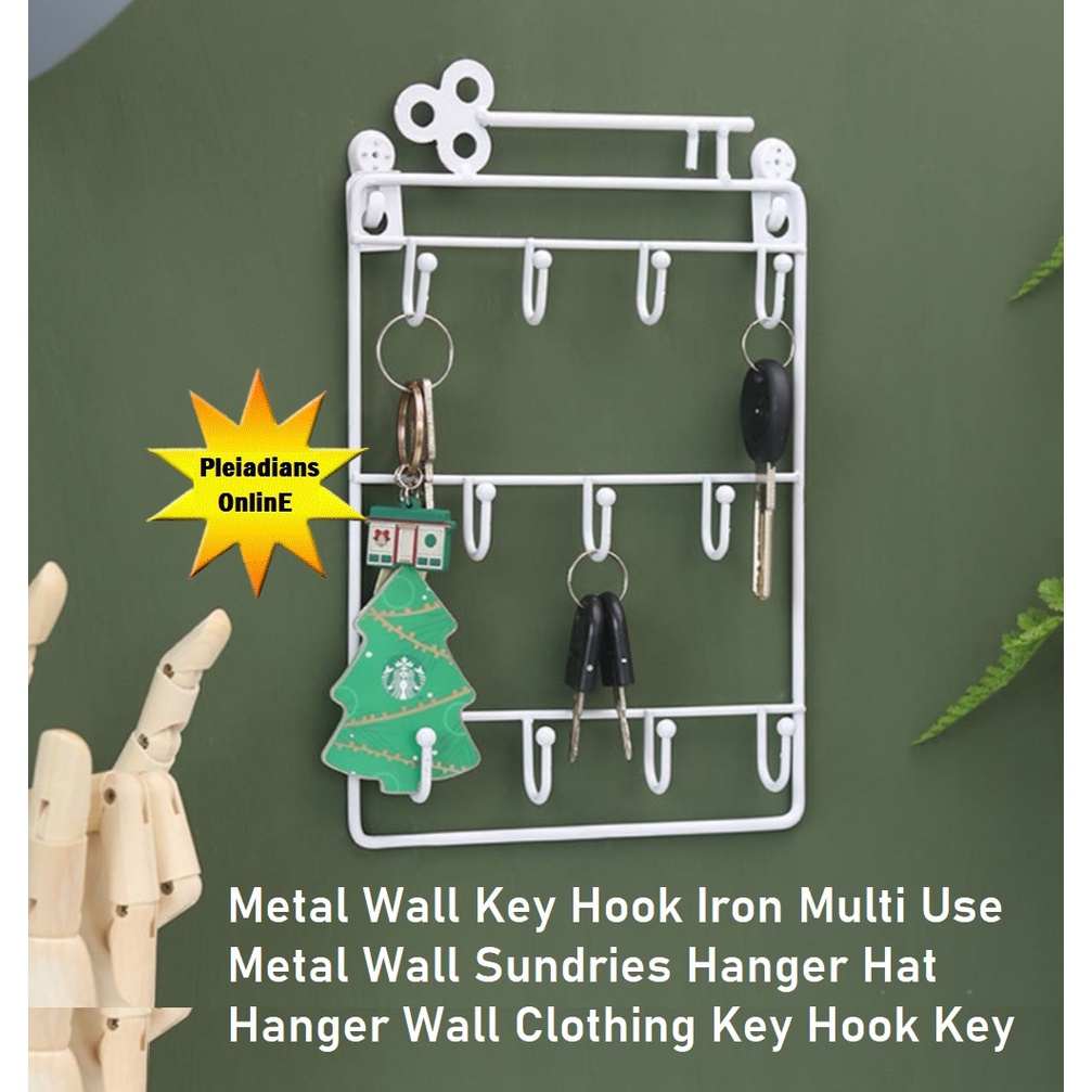 HOMIEE Metal Wall Key Hook Iron Multi Use Metal Hanger Hat Clothing ...