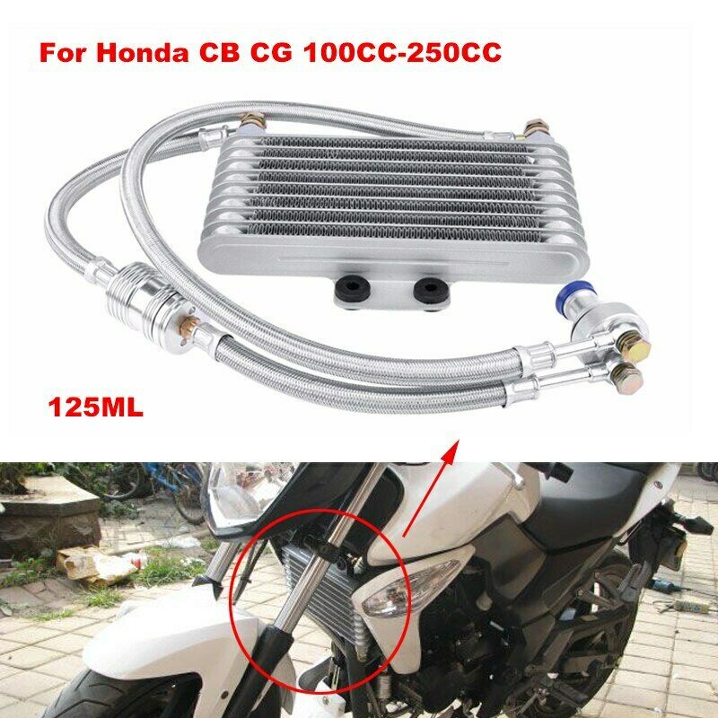 125ml Motorcycle Oil Cooler Cooling Radiator Kit For Honda CB CG 100CC ...