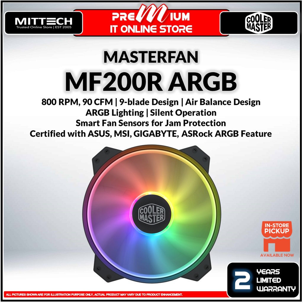 Cooler Master Masterfan MF200R ARGB Cooling Fan | 200mm | Addressable ...