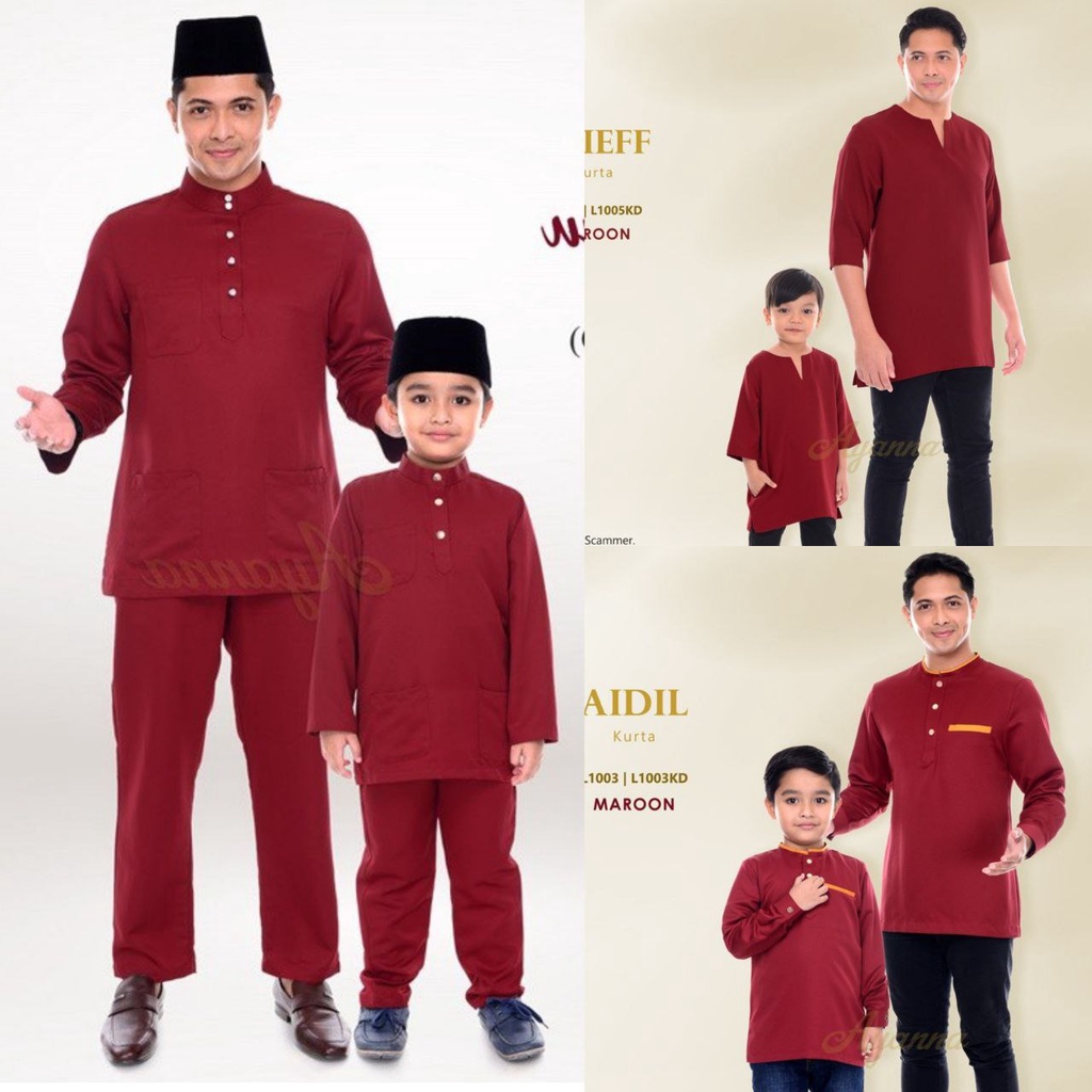 🌹BAJU RAYA 2024 MAROON🌹 Koleksi Warna Merah Baju Lelaki Sedondon Ayah