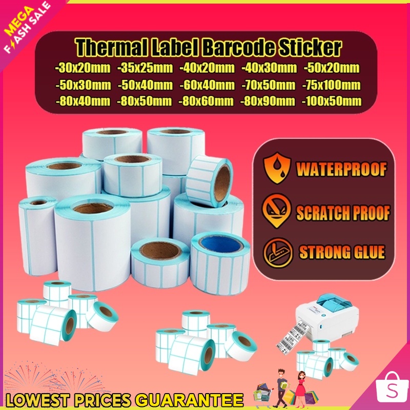 Thermal Sticker 16 Various Size Thermal Paper Barcode Label Sticker ...