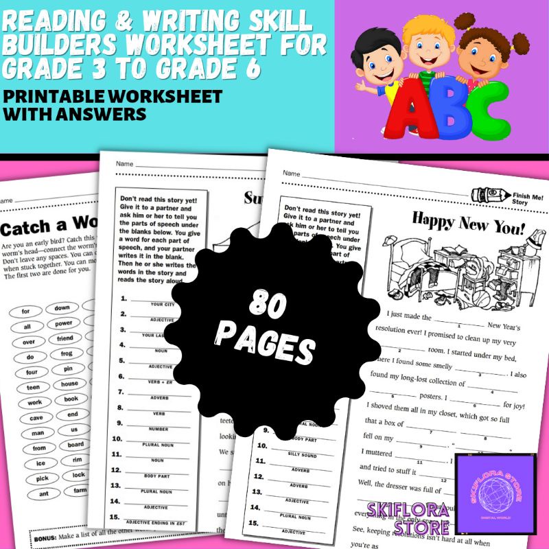[SS177] English Worksheet for Grade 3 6 Reading and Writing Skill