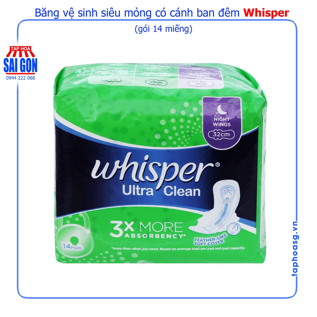 Whisper UltraThin Tampons With Wings At Night Pack Of 14 Pieces To