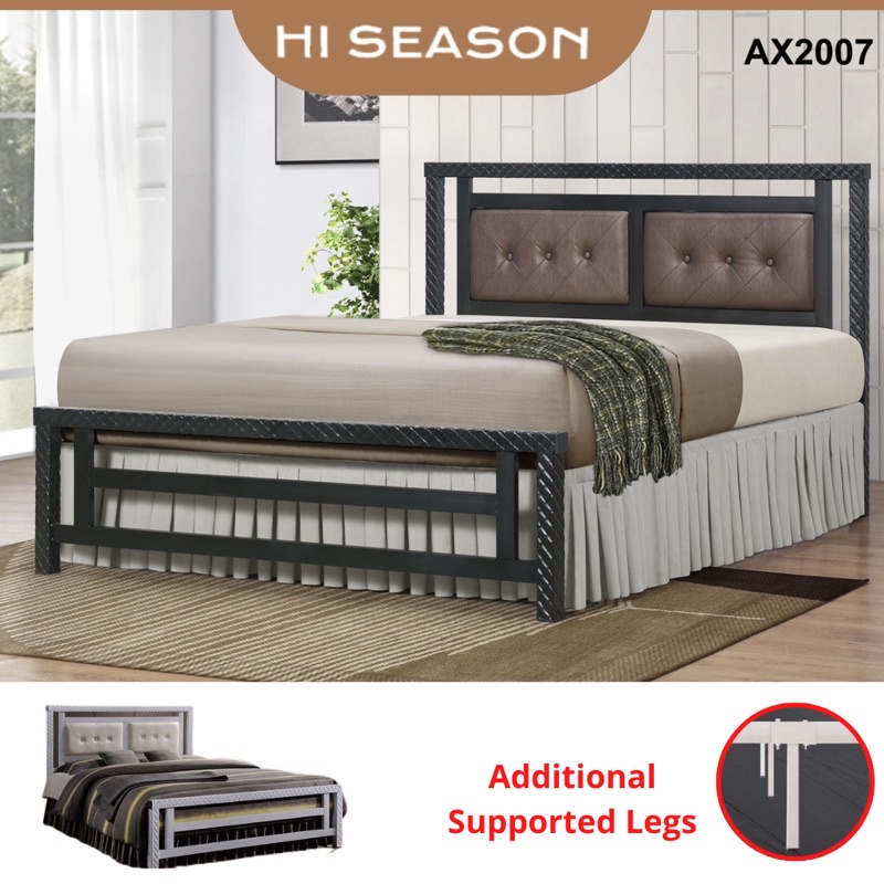 HI SEASON Queen King Size Double Bed Frame Metal Steel Bingkai Katil ...