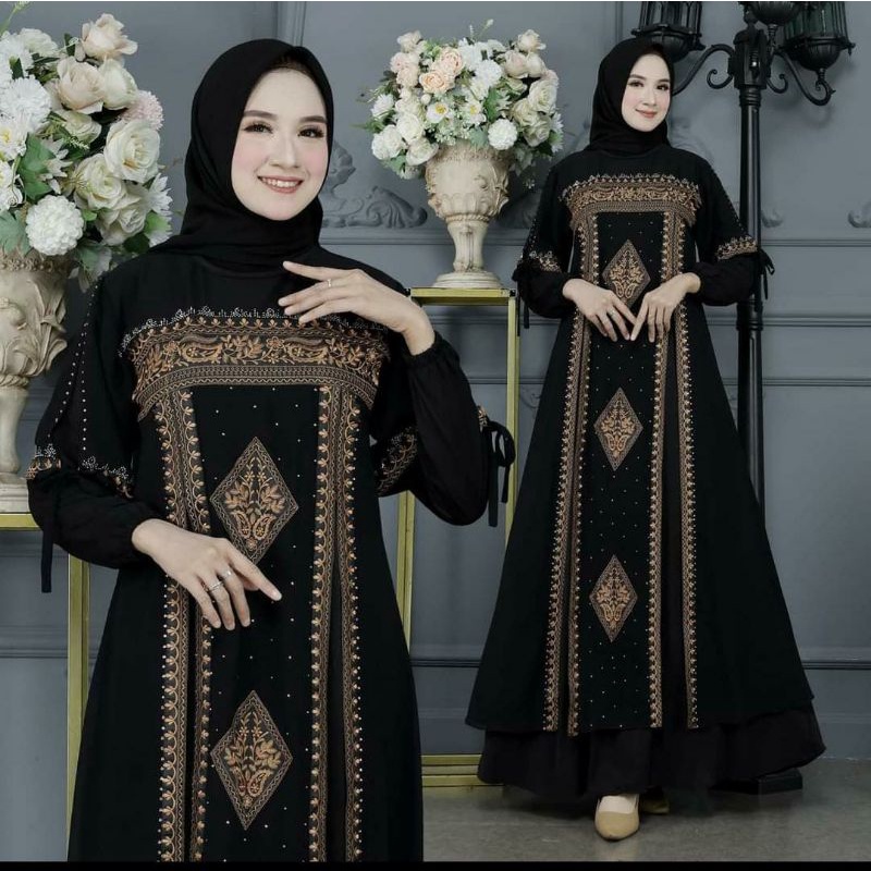 NEWEST PREMIUM ABAYA GAMIS WITH PRINCESS CHOCOLATE EMBROIDERY | Shopee ...