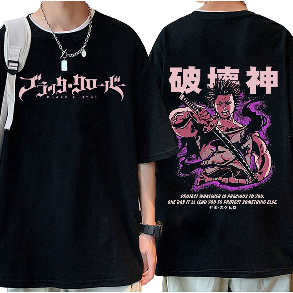 Top Tees Japanese Anime Black Clover T Shirt Summer Yami Sukehiro Double  Sided Graphic Print Unisex T-shirt Harajuku T S | Shopee Malaysia