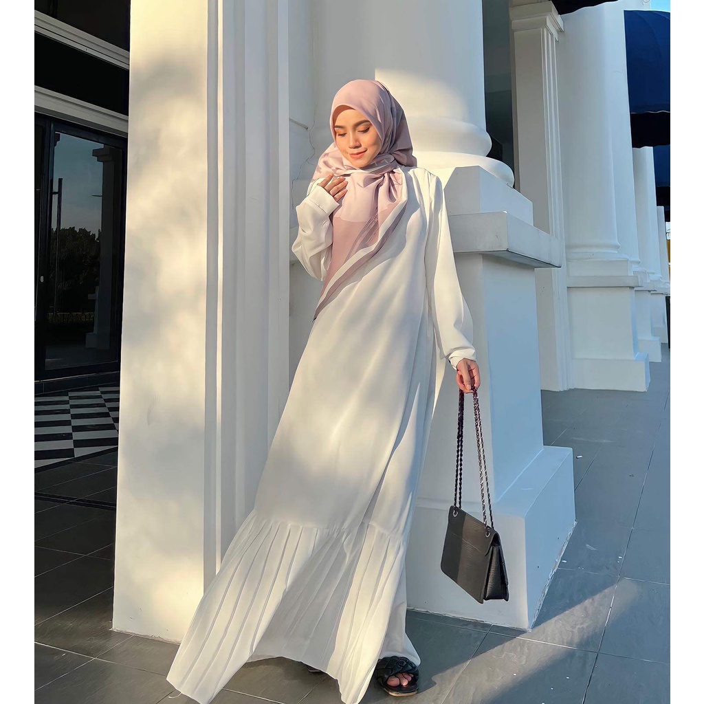 SOFIA DRESS PLEATED Jubah Abaya Plain Selesa Baju Labuh Dress Muslimah ...