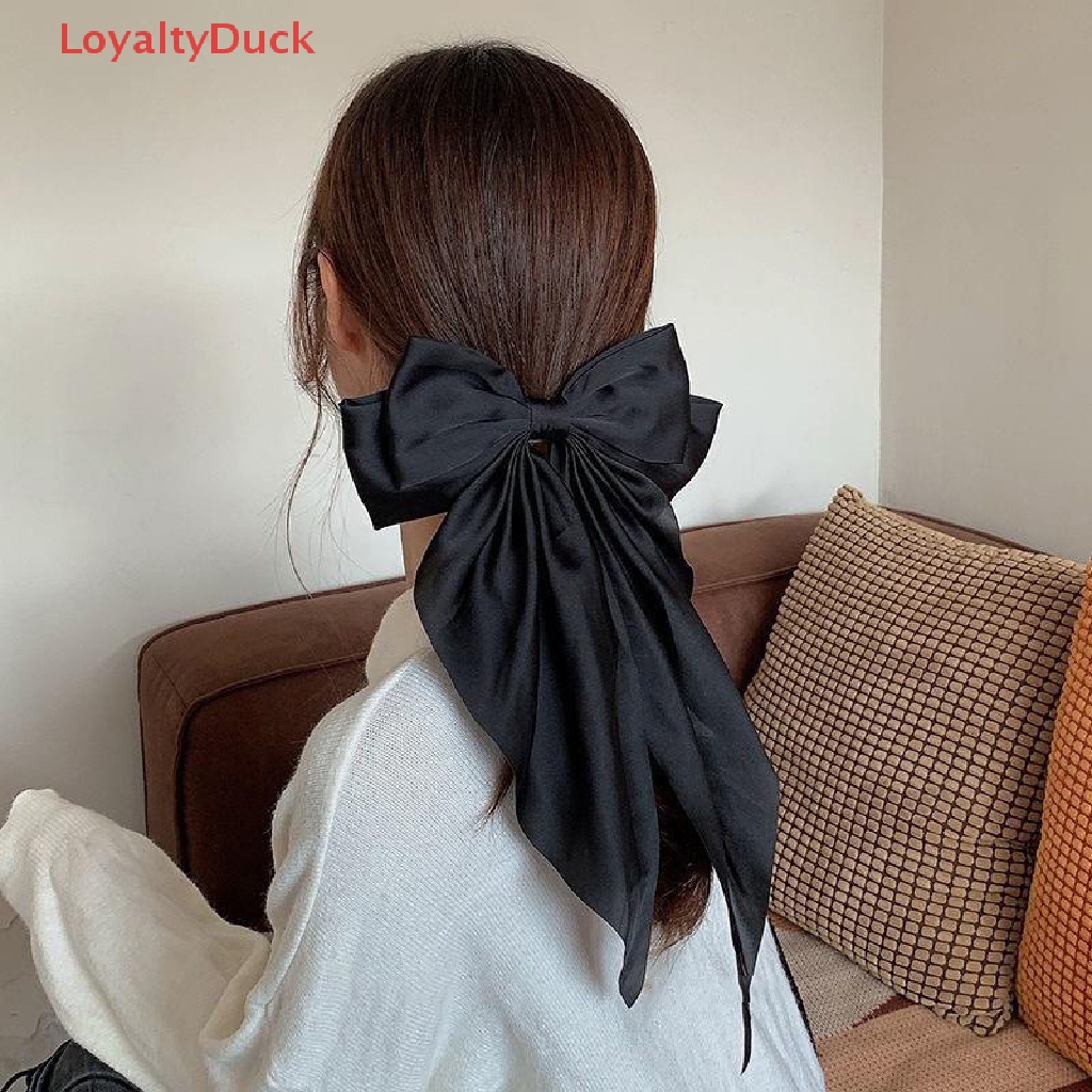 [LoyaltyDuck] Elegant Bow Ribbon Hair Clip Fashion Simple Solid Sa ...