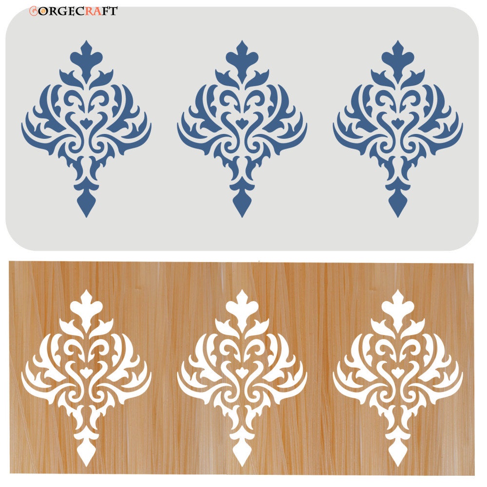 1pc Damask Stencil 30x15cm Classic Wall Borders Damask Stencil ...