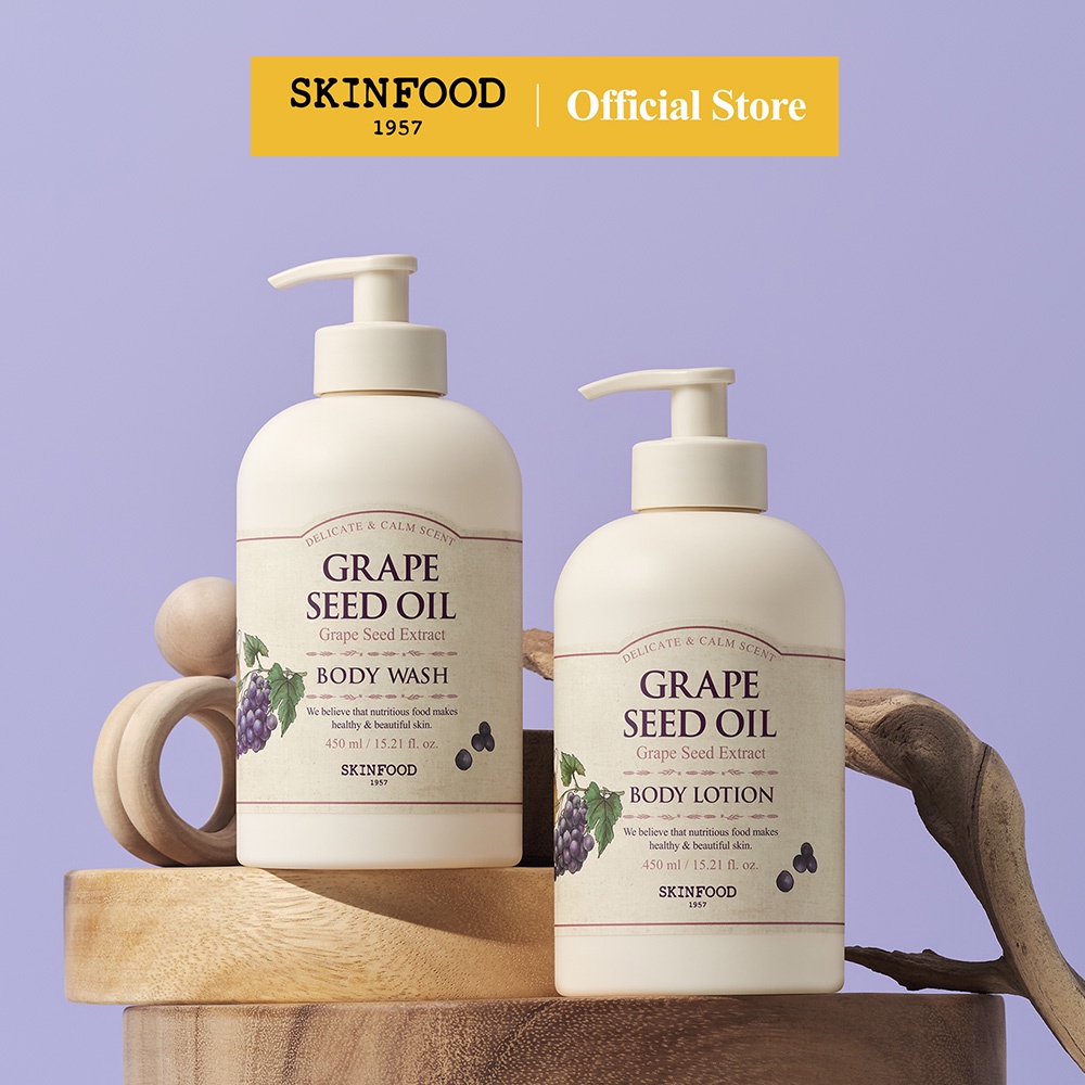 [SKINFOOD Official] Grape Seed Oil Body Wash 450ml & Lotion 450ml