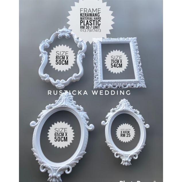 Frame Kerawang Hard Plastic Background Wall Vintage White Hanging ...