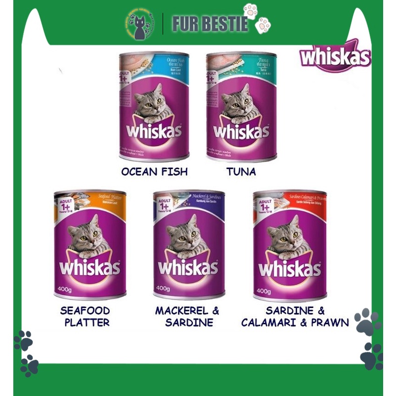 Whiskas Canned Food 400gm, Cat Can Food, Makanan Tin Kucing, Ocean Fish