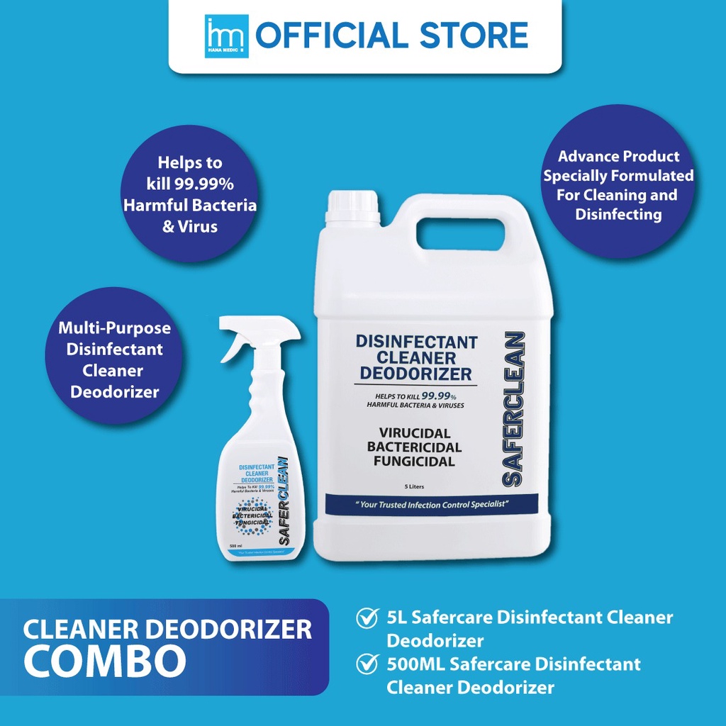 Saferclean Disinfectant Combo Cleaner Deodorizer (5L) + Cleaner ...