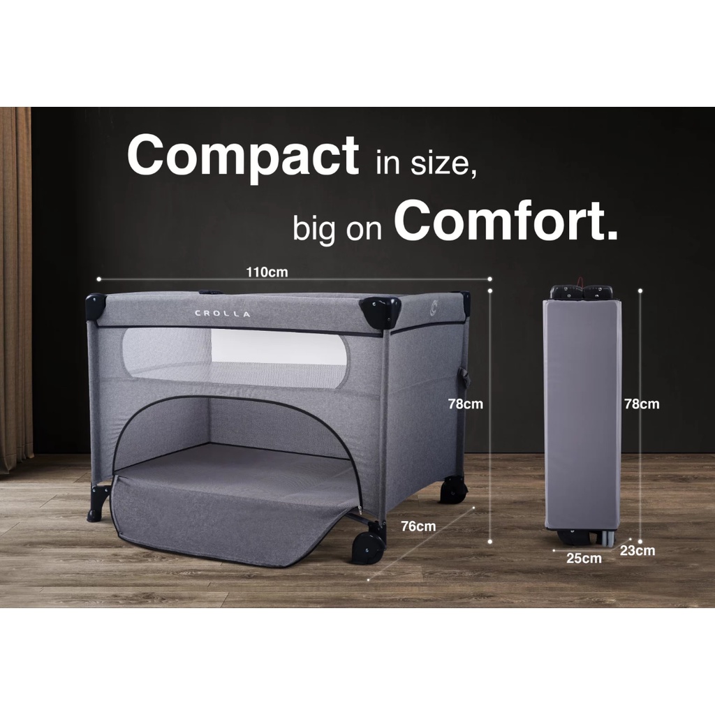 Crolla Ally Portable Compact Travel Cot/Baby Playpen/Baby Crib/Baby