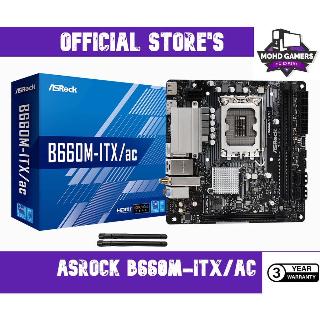 ASRock B660M-ITX/ac Mini ITX LGA1700 Motherboard | Shopee Malaysia