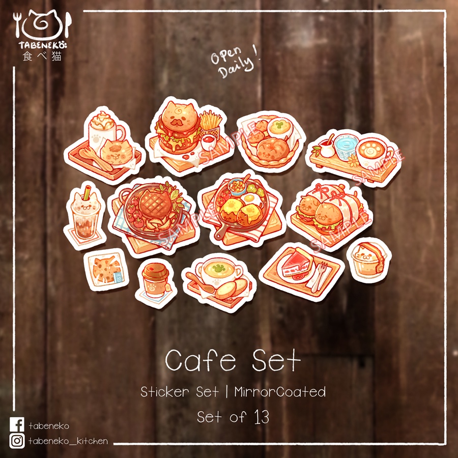 Cafe Sticker Set | Tabeneko | Shopee Malaysia