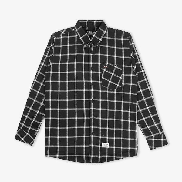 KEMEJA Geoff Max Official Eminence Black White Shirt Flannel Geoff Max Official