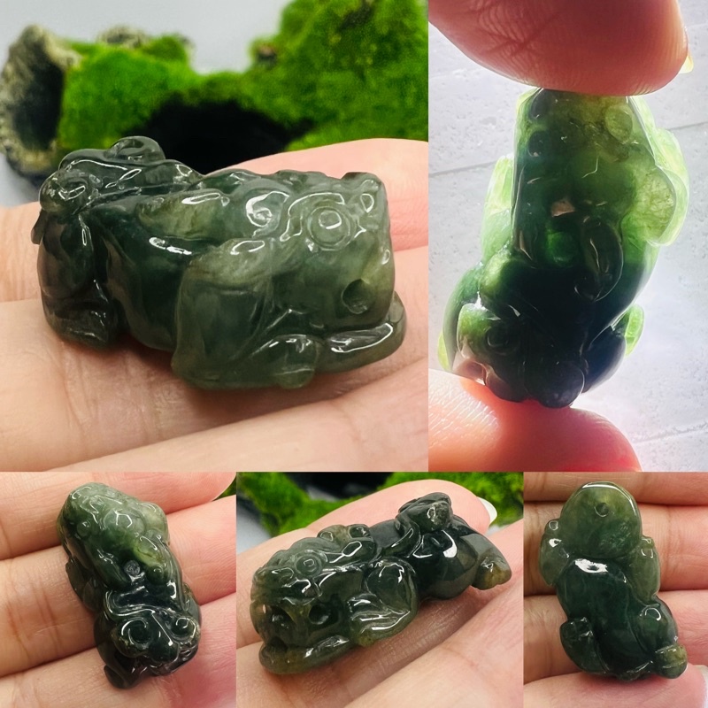 翡翠纯天然玉石貔貅Pixiu 招財翡翠貔貅三角金蟾貔貅招財貔貅守财开运
