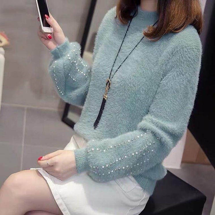 Hairless Mink Cashmere Sweater Female Korean Version Loose Lantern ...