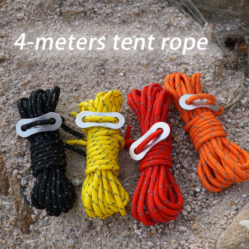 4m Camping Rope Reflective Wind Rope Tent Guyline Adjustable Tent Guy ...