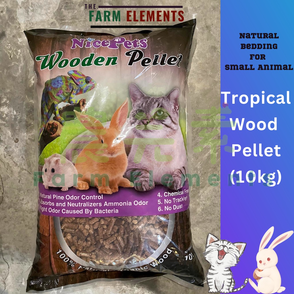 NicePets Natural Tropical Brown Wood Pellet Pet Cat Rabbit Hamster Litter Bedding 10kg Pellet Kayu untuk Kucing Arnab Shopee Malaysia