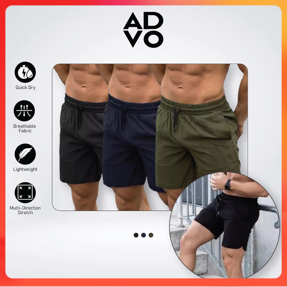 ADVO Workout Short Pant Fitness Men's Gym Shorts With Zip Pocket