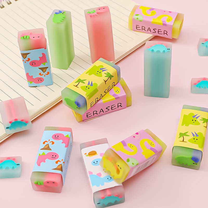 【5PCS】Mini Creative Cartoon Little Dinosaur Heart Fruit Eraser Wipe Clean  Painting Eraser Office Error Correction 4B Pencil Eraser School Supplies