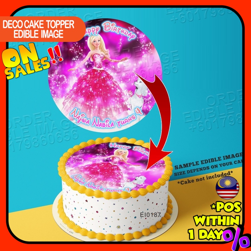 Printing EI Barbie Edible Image Print Cake Photo Icing Paper Birthday ...