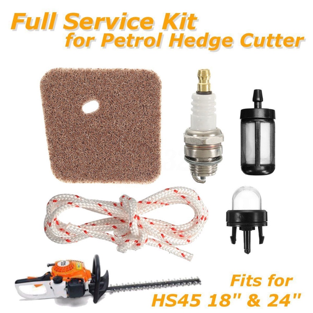 Air Filter Spark Plug Full Service Kit For HS45 Petrol Hedge Cutter