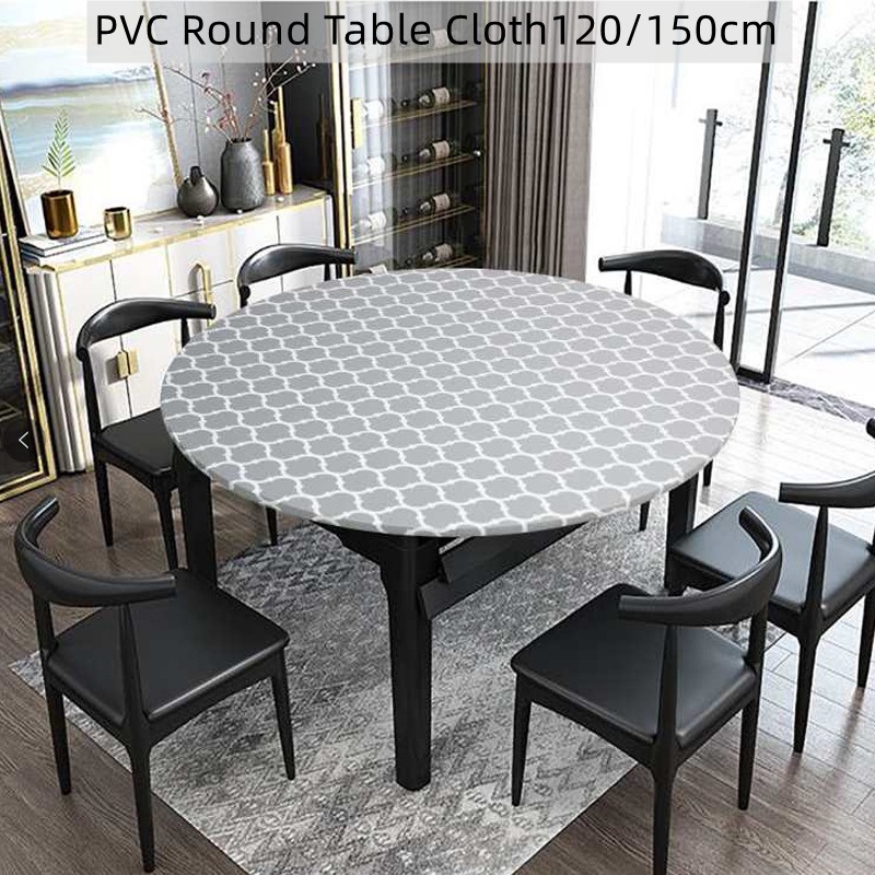 【MY Stock】PVC Round Table Cloth Waterproof Oilproof Table Cloth Cover ...