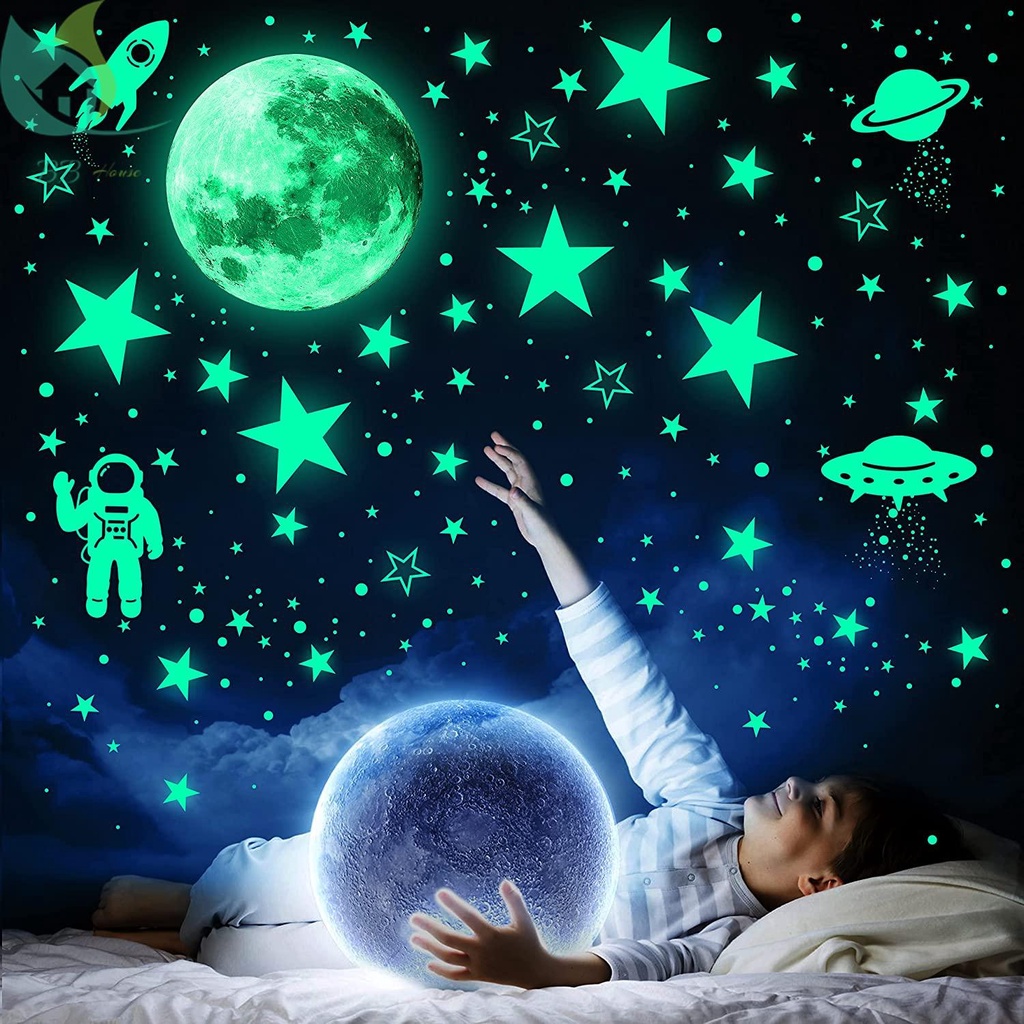 849Pcs Glow in The Dark Stars Wall Stickers Glowing Stars for Ceiling ...