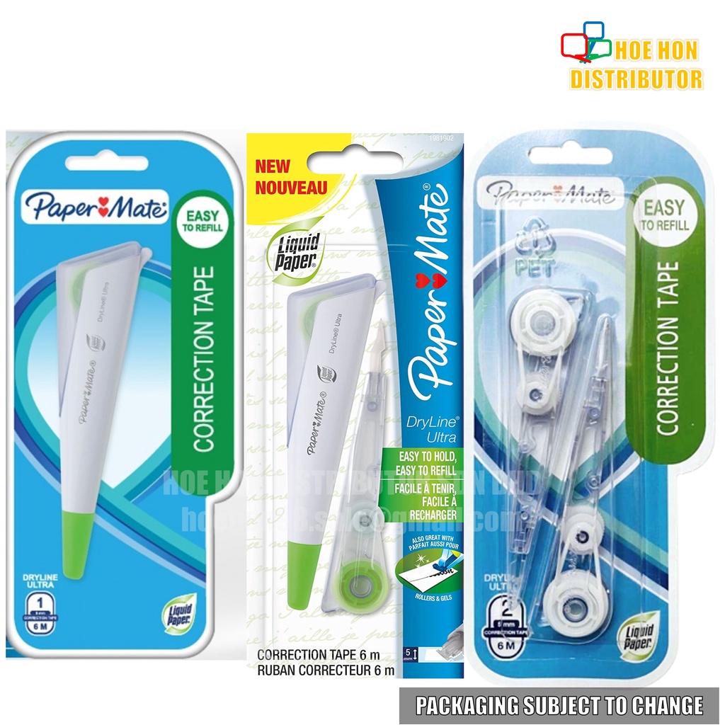 Papermate Liquid Paper Dryline Ultra Refillable Correction Tape Body or  Refill Replacement 5mm 4.2mm x 6m
