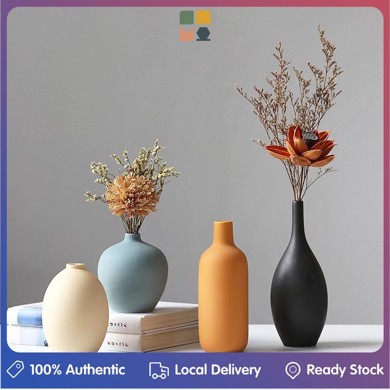 Flandre Nordic Ceramic Flower Vase Morandi Minimalism Vases Living Room ...