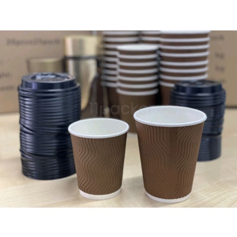 50pcs Paper Hot Cup 8oz | Double Wall Cups | Disposable Coffee Paper ...