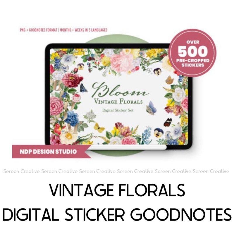DS03 Vintage Floral Digital Sticker Goodnotes | Shopee Malaysia