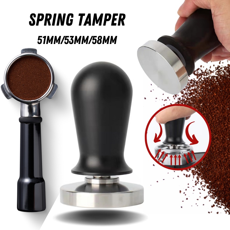 Coffee Tamper 51mm/58mm Espresso Constant Pressure Adjustable Height SUS304  Powder Hammer Tamper Flat Base Coffee Tool