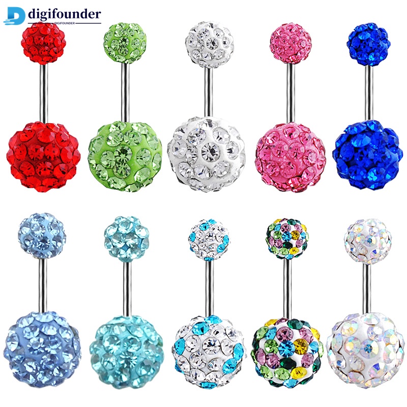 DG Pretty Crystal Rhinestone Ball Navel Belly Button Barbell Ring Body ...